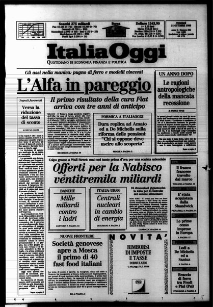 Italia oggi : quotidiano di economia finanza e politica